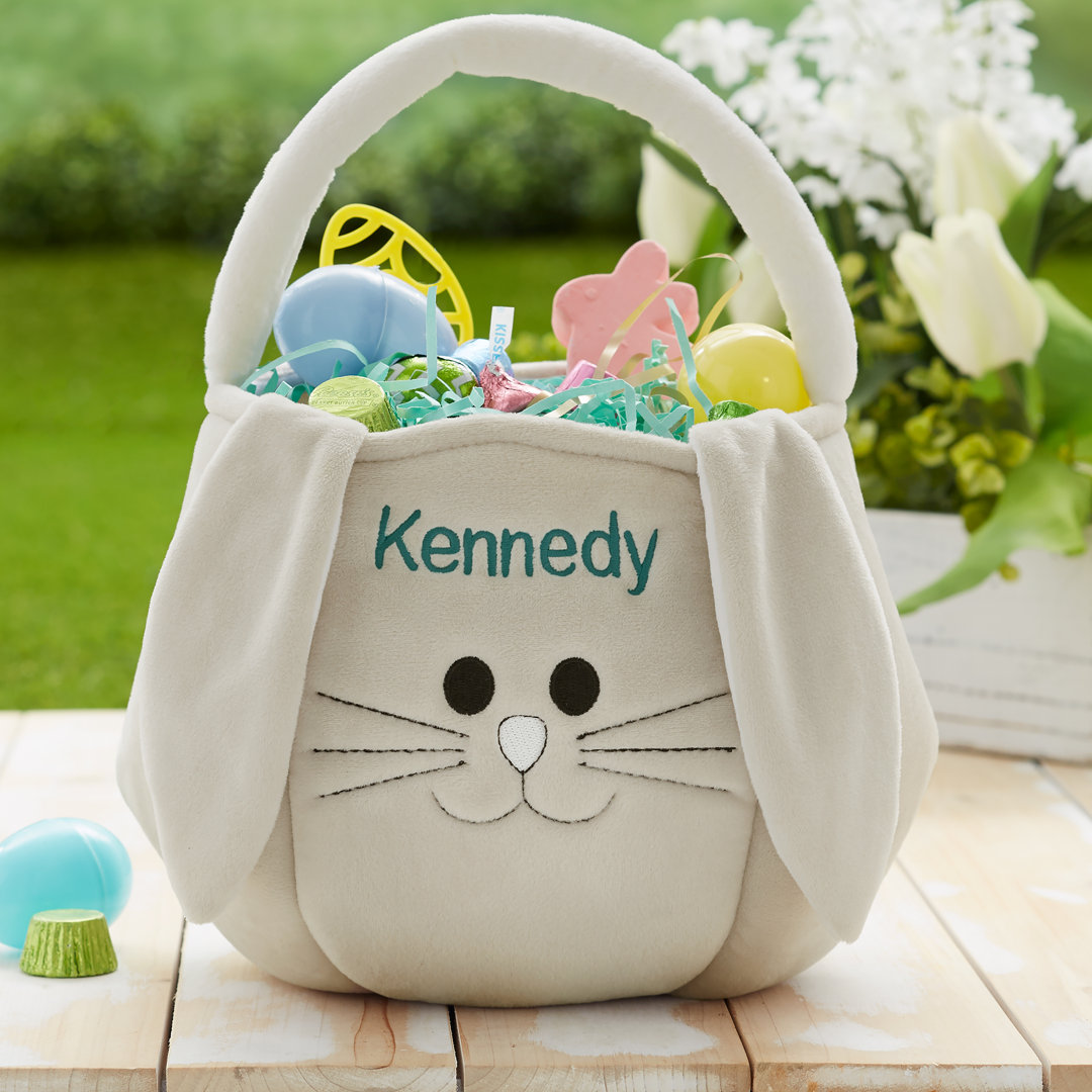 Embroidered Easter Bunny Fabric Basket Personalization Mall