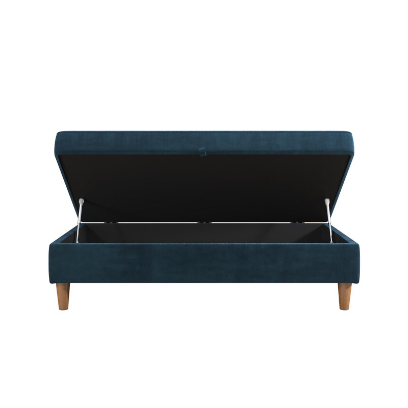 Williston 129.54cm Wide Rectangle Solid Colour Ottoman with Storage, Blue