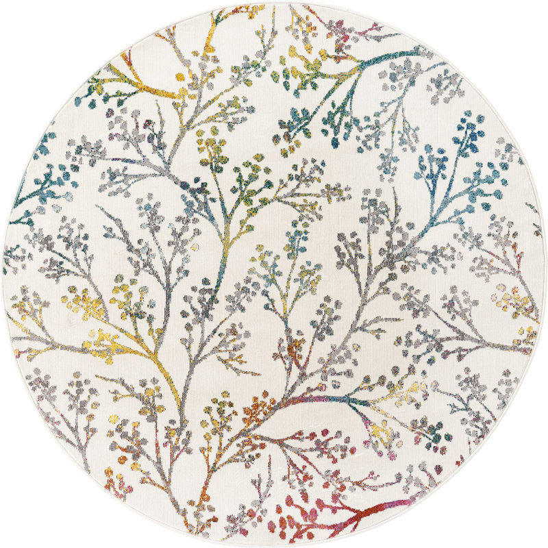 Floral Indoor Rug, Round 5'3"