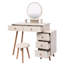 Table de coiffeuse avec tabouret rembourré, armoire de rangement grande capacité, 5 tiroirs, grand miroir rond, meuble de maquillage Fasionable