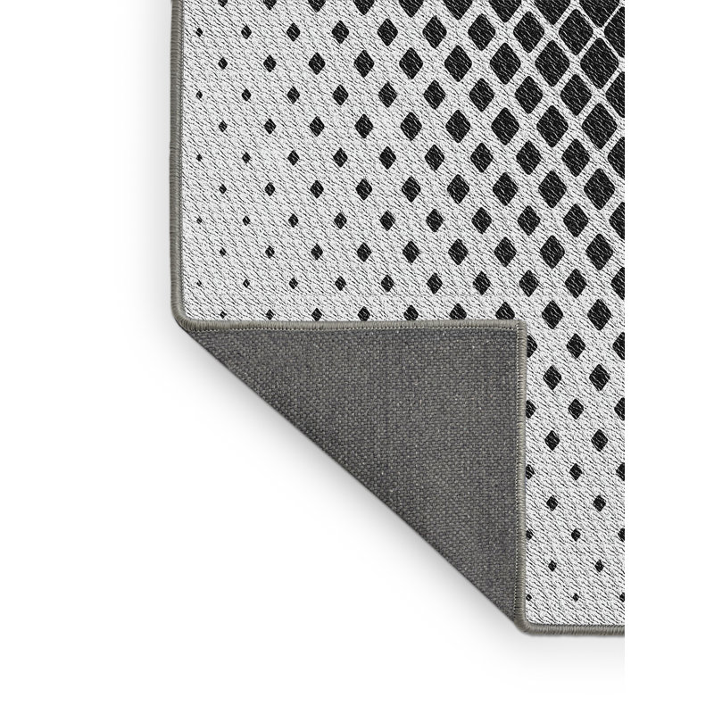 Tapis noir/gris à motifs, Rectangle 5 pi x 7 pi