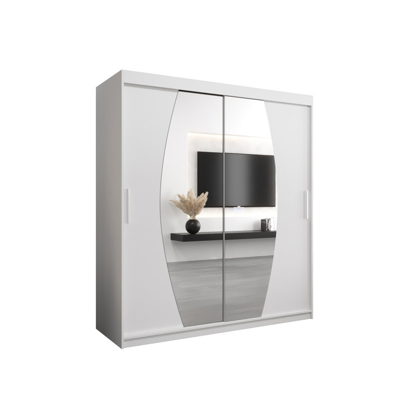 Lauritzen 2 Door Manufactured Wood Wardrobe, Matte White, 200cm H x 180cm W