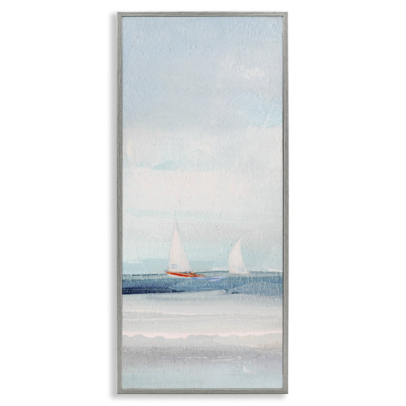  Sailboat Pair Floating Black Framed Giclee Art by Sally Swatland, H 30 po x l 13 po, Estampe numérique Farmhouse