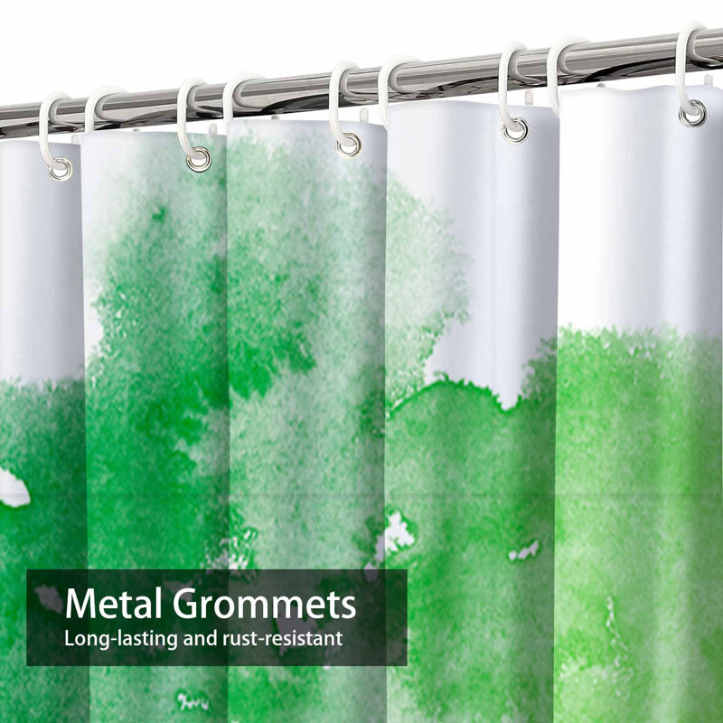 Rideau de douche vert avec 12 crochets, L 72 po x l 84 po