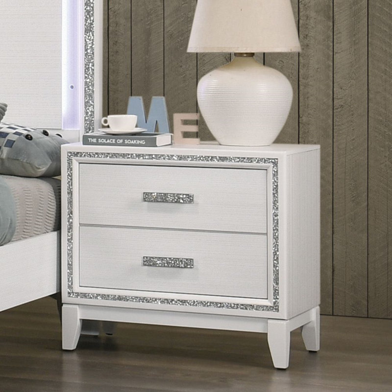 Table de chevet 2 tiroirs Saryiah, Blanc