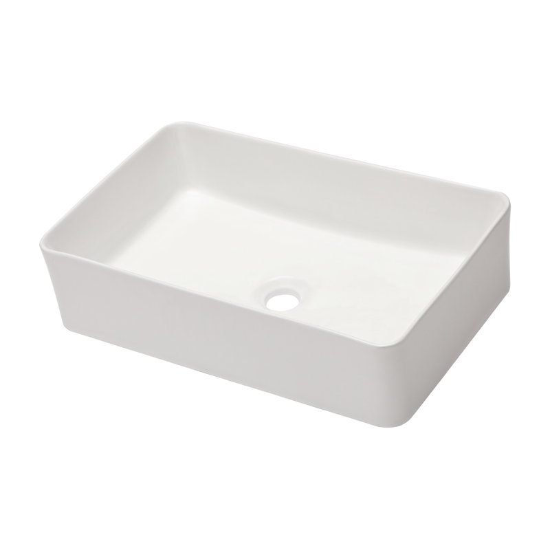 Lavabo de salle de bain rectangulaire en céramique 21 po x 14 po - Style contemporain classique avec faible absorption d'eau et résistance aux taches