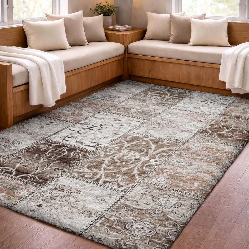 Premium Machine Washable Dream Shag ADS566 Panel Rug, Beige, 9' x 12'