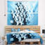 Tapisserie abstraite bleue à motif fractal en cubes 3D-28492093