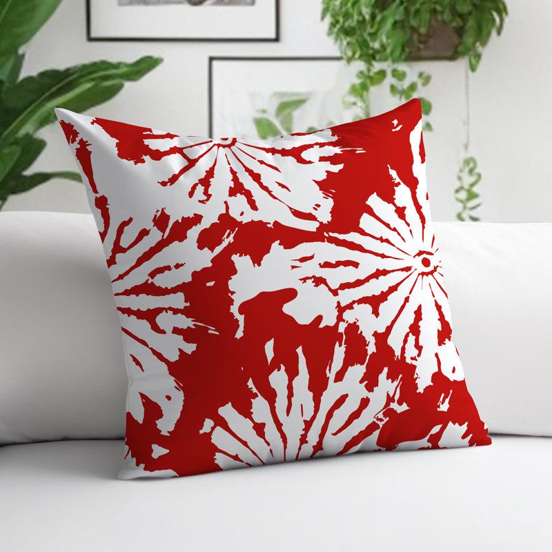 Coussin Cecil, H 15 po x l 15 po, Rouge / blanc