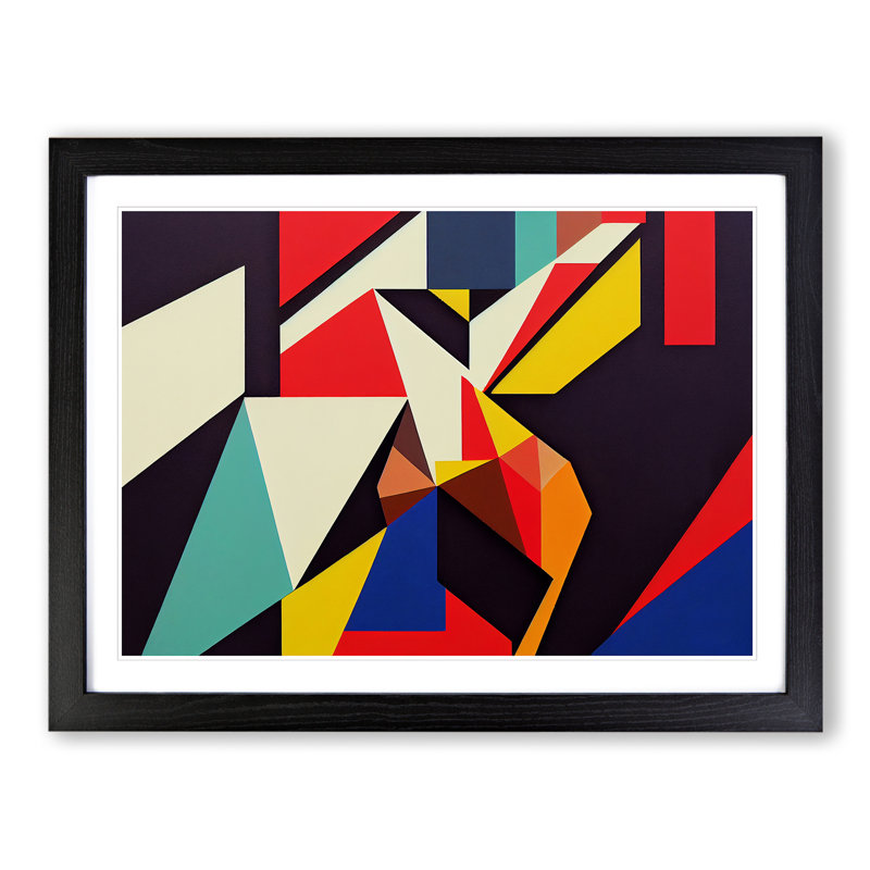 XH1022-8688X Suprematism Art Modern Vol.5 Abstract - Single Picture Frame Painting, 46cm H x 64cm W x 2cm D, Black
