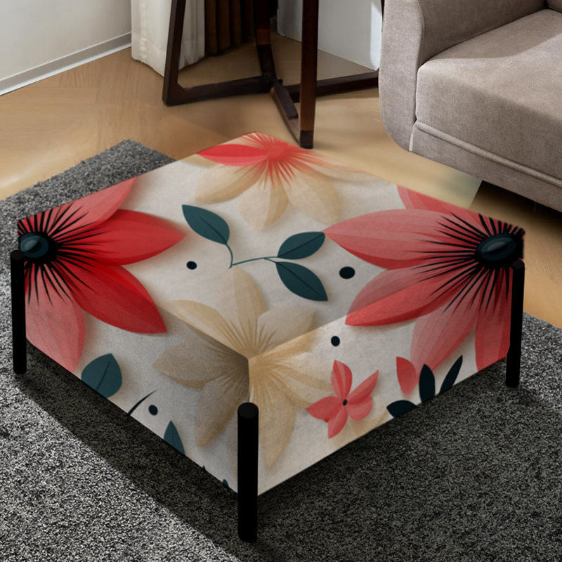Motif floral rose et blanc Conformation - grand repose-pieds carré floral