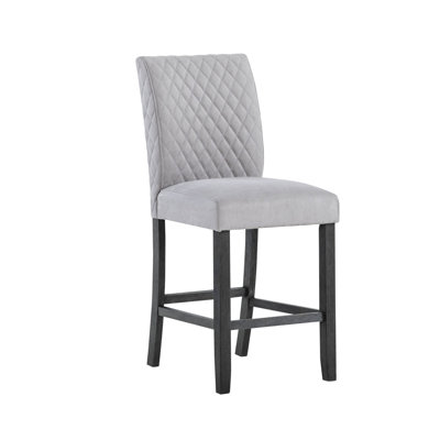 2 pièces en jasmin, sièges rembourrés en tissu gris, structure de pieds en bloc, hauteur de bras de 22 po, finition en microsuède, motif géométrique, ensemble de chaises de salle à manger décontractées (paire de 2), pieds, pièce