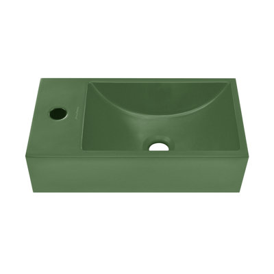 Lavabo mural rectangulaire en béton 16 po avec robinet à gauche Lisse 