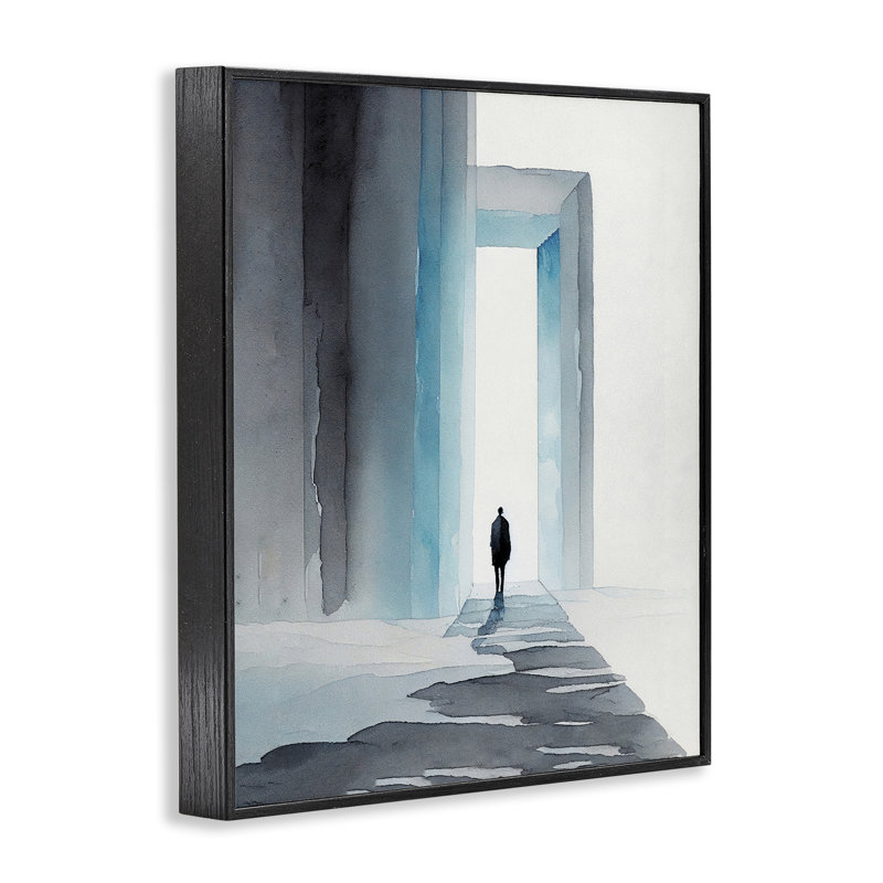 «Personne avec une porte enneigée», estampe numérique encadrée par Incado, Giclée encadrée noir minuit, H 14 po x l 11 po
