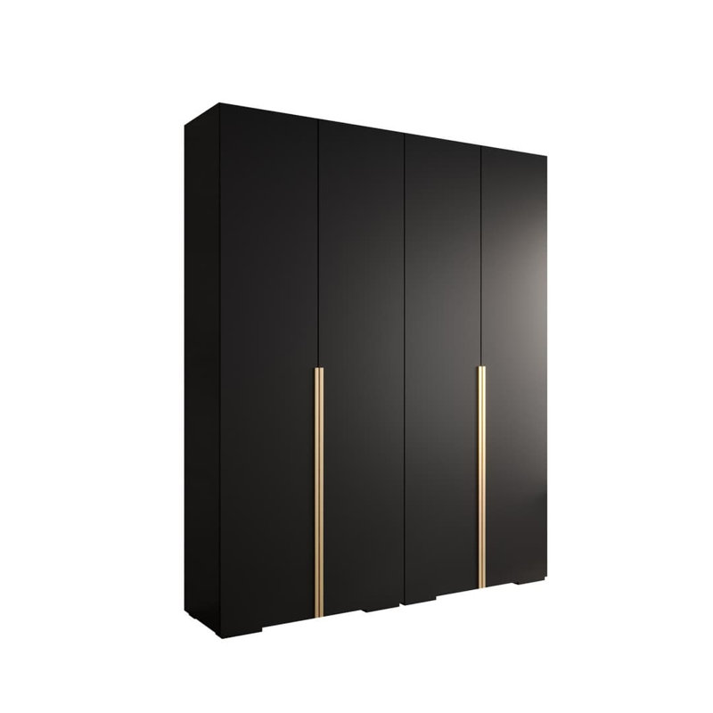 Batel 4 Door Manufactured Wood Wardrobe, Black