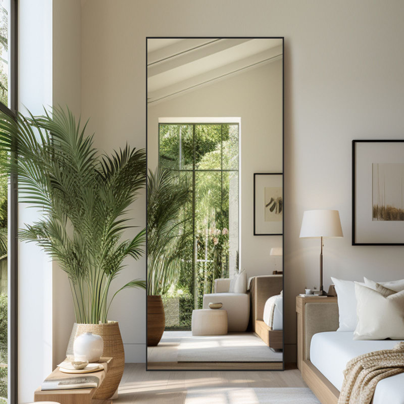Miroir de plancher rectangulaire Chakong, Noir, 71" x 26"