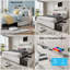 Élégante base de lit pour grand lit avec tête de lit ergonomique, prises et rangement intégrés - aucun sommier nécessaire-281049757