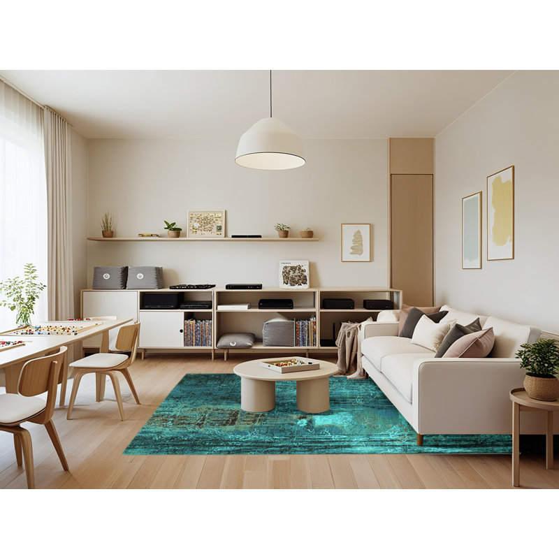 Wenyu Performance Abstract Indoor Rug, Rectangle 7' x 9'