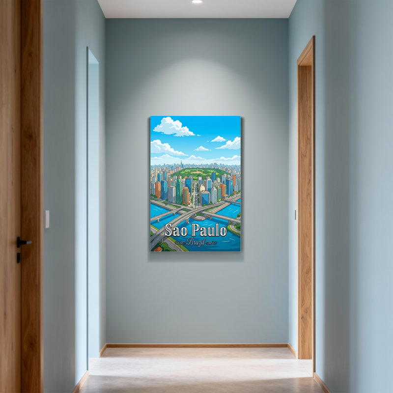 Paysages pittoresques et urbains avec rivière et horizon, H 18 po x l 12 po