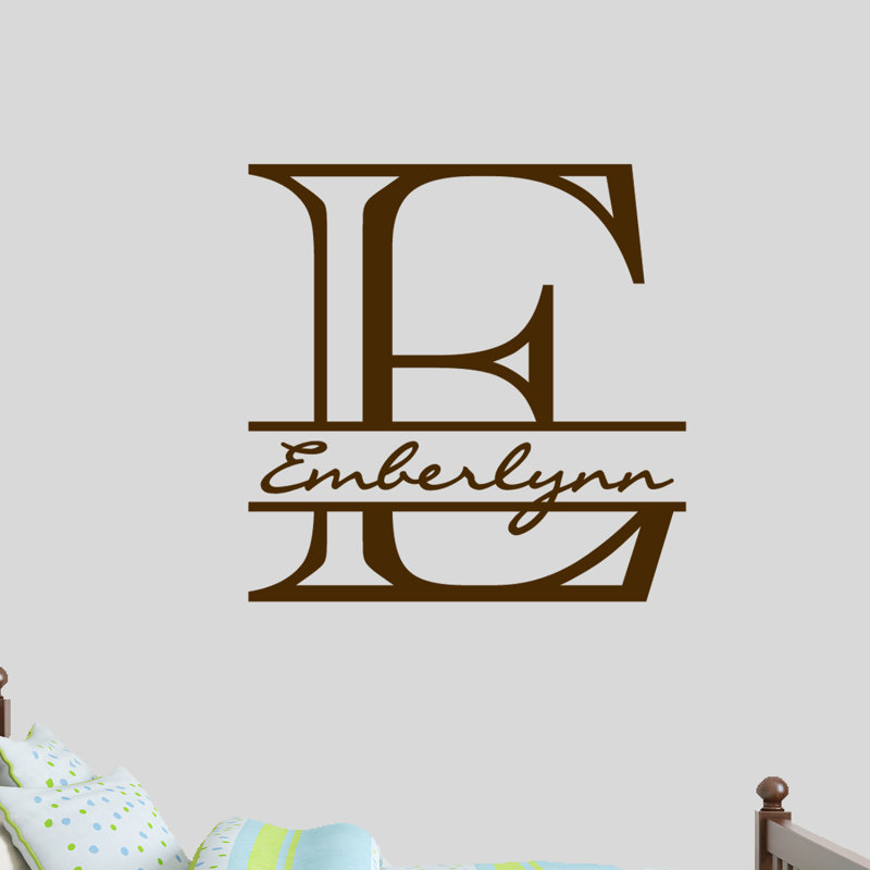 Décalcomanie murale personnalisée avec nom de monogramme, Brun chocolat, Oui