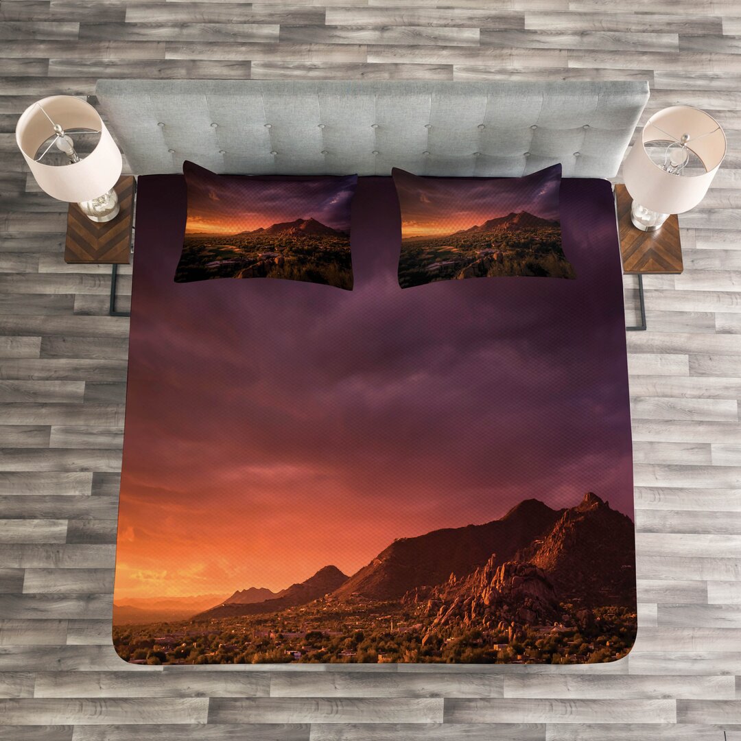 Gestepptes Bettdecken-Set, Dramatischer Sonnenuntergang am Canyon, Arizona, Mehrfarbig