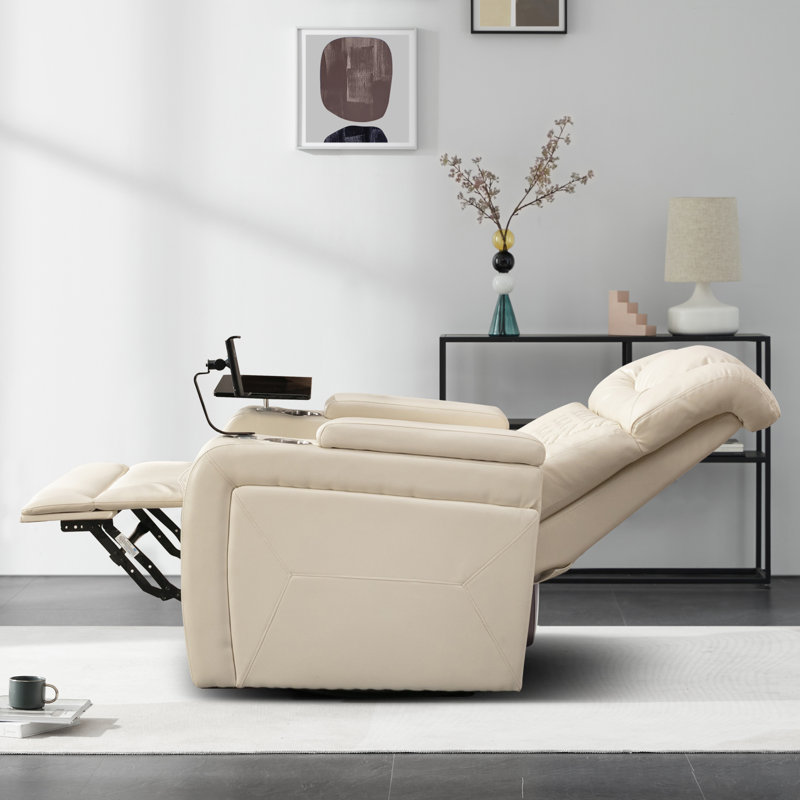 Fauteuil inclinable pivotant en cuir Keerstin, Similicuir blanc