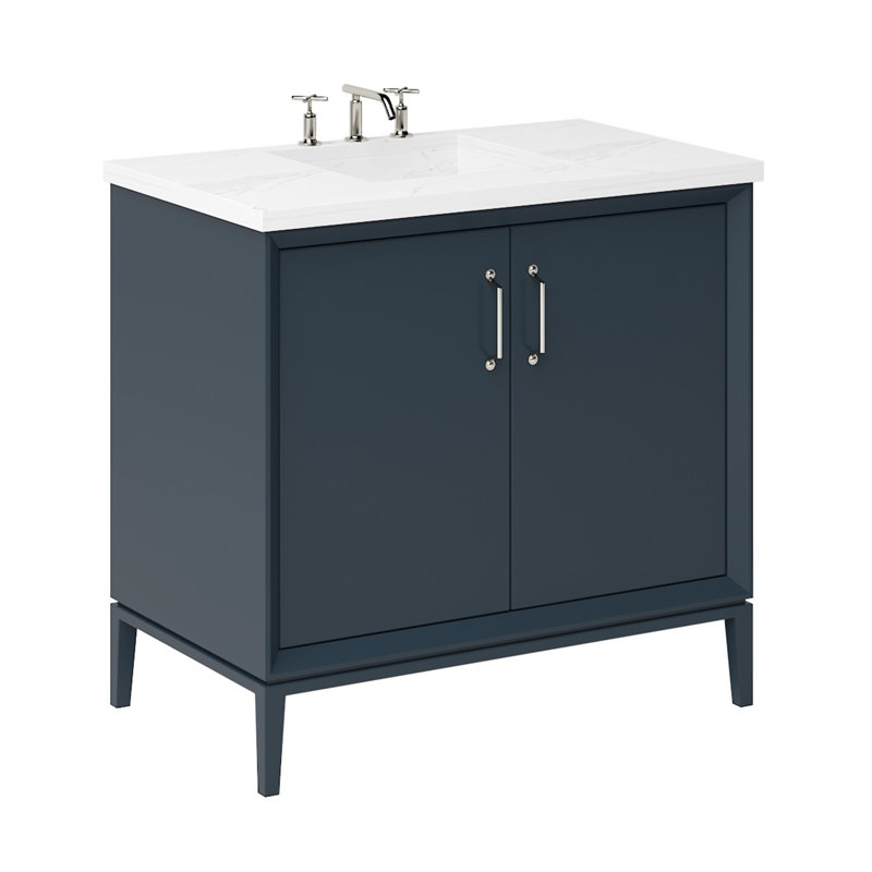 Alexandra Single Bath Vanity, Hague Blue, Satin Nickel, 24"