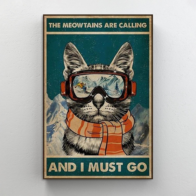 «The Meowtains Are Calling Cat Sky Trends», affiche 1 impression rectangulaire sur toile tendue
