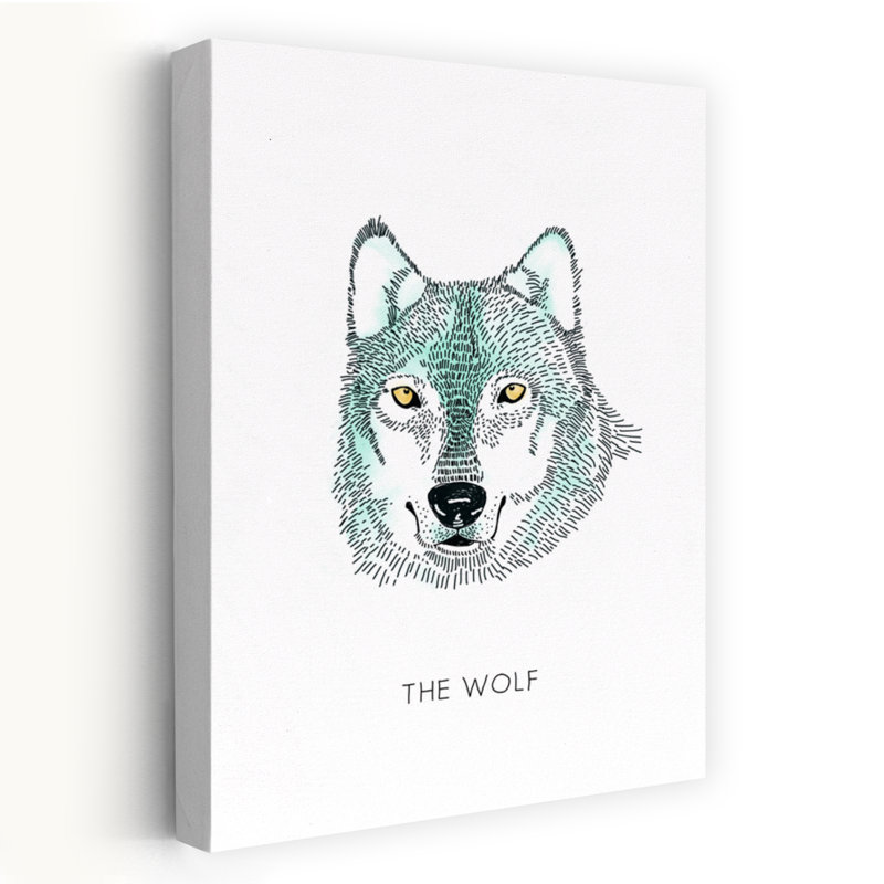 Contemporary Art Contemporary Minimalist Wolf Animal Portrait Wall Art by Alexandra Weise - Wrapped Canvas Print