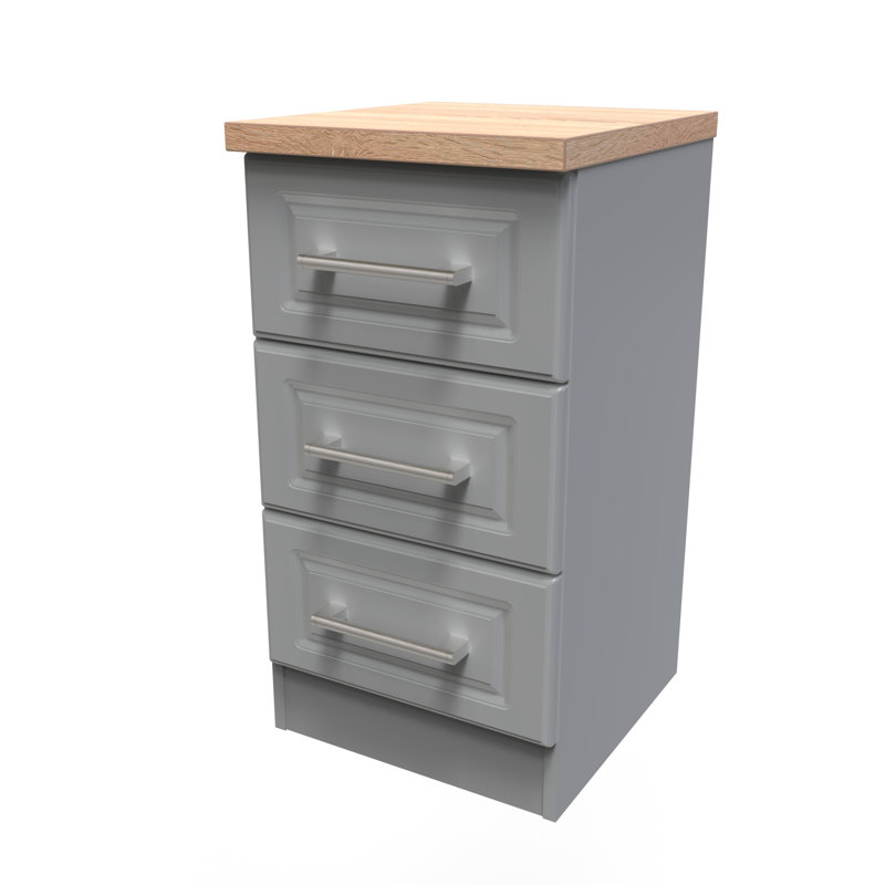 Fully Assembled Ahlexis 3 Drawer Bedside Table