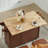 Kitchen Island with Drop Leaf Countertop, Rolling Kitchen Island Cart , Barn Door Kitchen Island Table with Storage Cabinet and Tower Rack, Island Table On Wheels for Kitchen, Retro Brown-2106763191