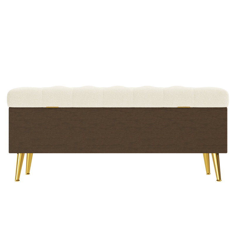 Banc de rangement avec repose-pieds rembourré Milos, Beige