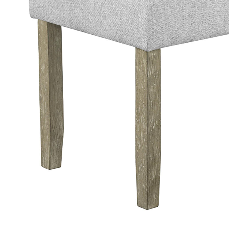 Banc de salle à manger Koji, siège rembourré en tissu gris, structure en bois brun, 42 po