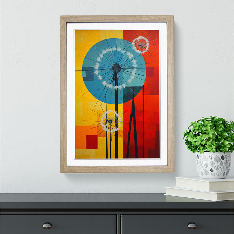 Dandelion Constructivism - Framed Print, Oak Framed, 34cm H x 25cm W