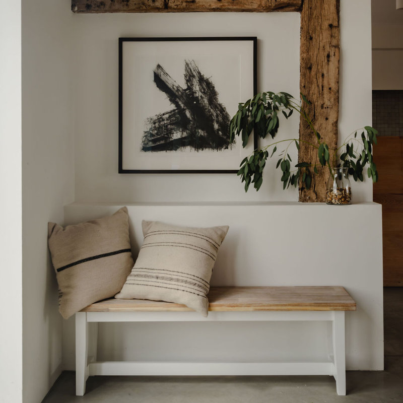 Doria Solid Wood Bench, H44.8 x W140 x D32cm, White
