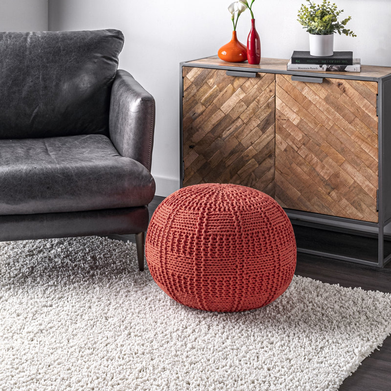 Pouf rond de 20 po de largeur, Rouge