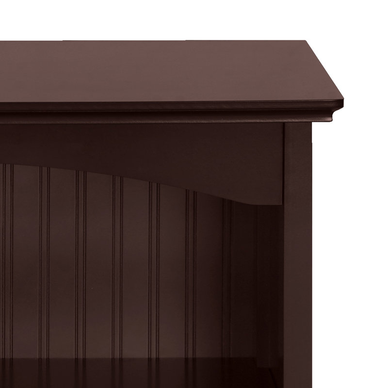 Bibliothèque à 3 niveaux H 40 po x l 29,5 po avec support arqué, 2 tablettes de rangement et de présentation pour bureau à domicile et salon, cerisier