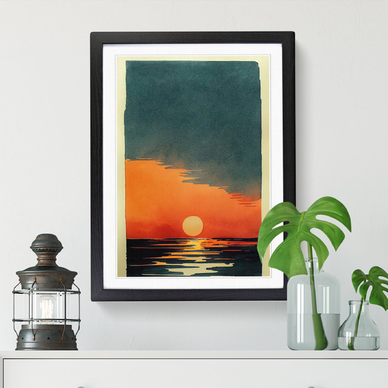 Sunset Ink Wash - Picture Frame Print, 46cm H x 25cm W x 2cm D, Walnut