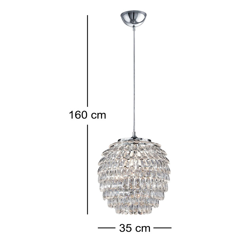 Swann 1 - Light Crystal Globe Pendant