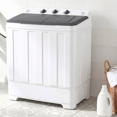 30 LBS Twin Tub Portable Washing Machine - Dual Wash & Spin Capacity With Built-In Drain Pump & Energy-Efficient Motor For Large Families
