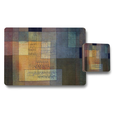 Geometric Stone Pattern Placemat And Coaster Set For Dining Table