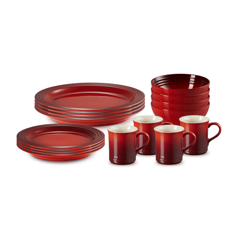 Le Creuset 16 Piece Dinnerware Set, Service for 4, Cerise