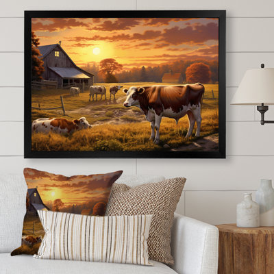Vaches à la ferme, paysage III - vache, art mural