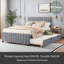 Lit plateforme double en velours avec lit gigogne-2042499130