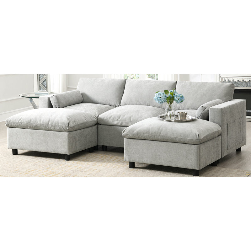 Canapé modulaire 86,5 po Chenille, Gris moyen