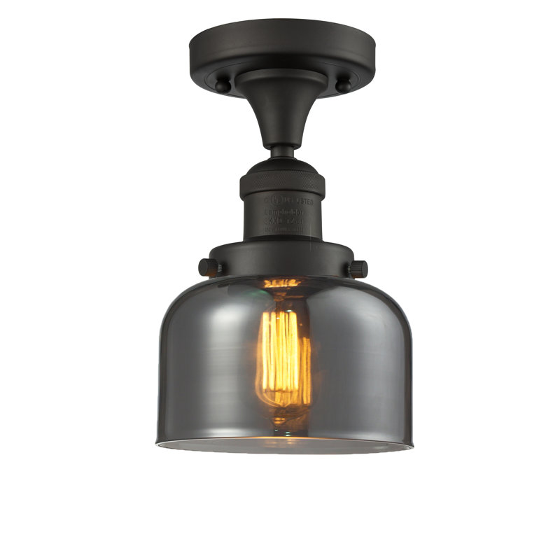 Plafonnier semi-encastré 8 po Bell, Ampoule à DEL rétro de 6 watts, Plaqué couleur fumée, Noir mat