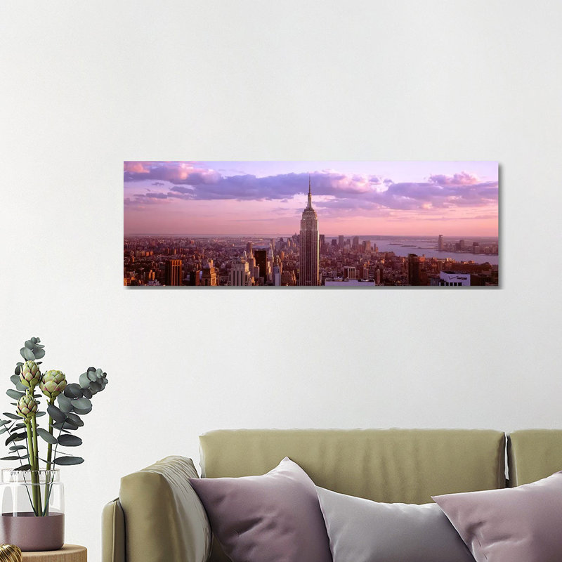 Aerial View Of A City, Rockefeller Center, Midtown Manhattan, Manhattan, New York City, New York State, USA - Wrapped Canvas Panoramic Print