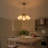 Modern Floral Chandelier Collection, Green Metal Flower Pendant with Hand-Pleated Glass Shades, Adjustable Height 15-95", Sloped Ceiling Compatible-1395930942-1395930939