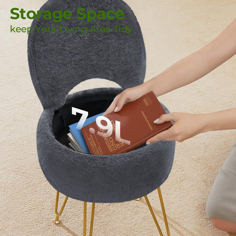 Vanity Stool Chair, Gray
