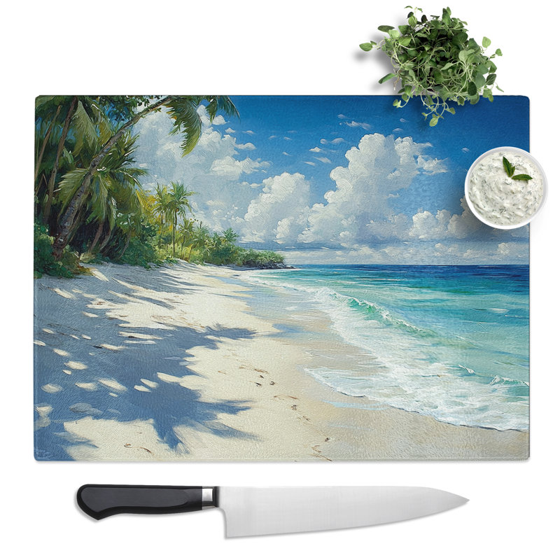 Beach Scene Vol.4  Glass Chopping Board